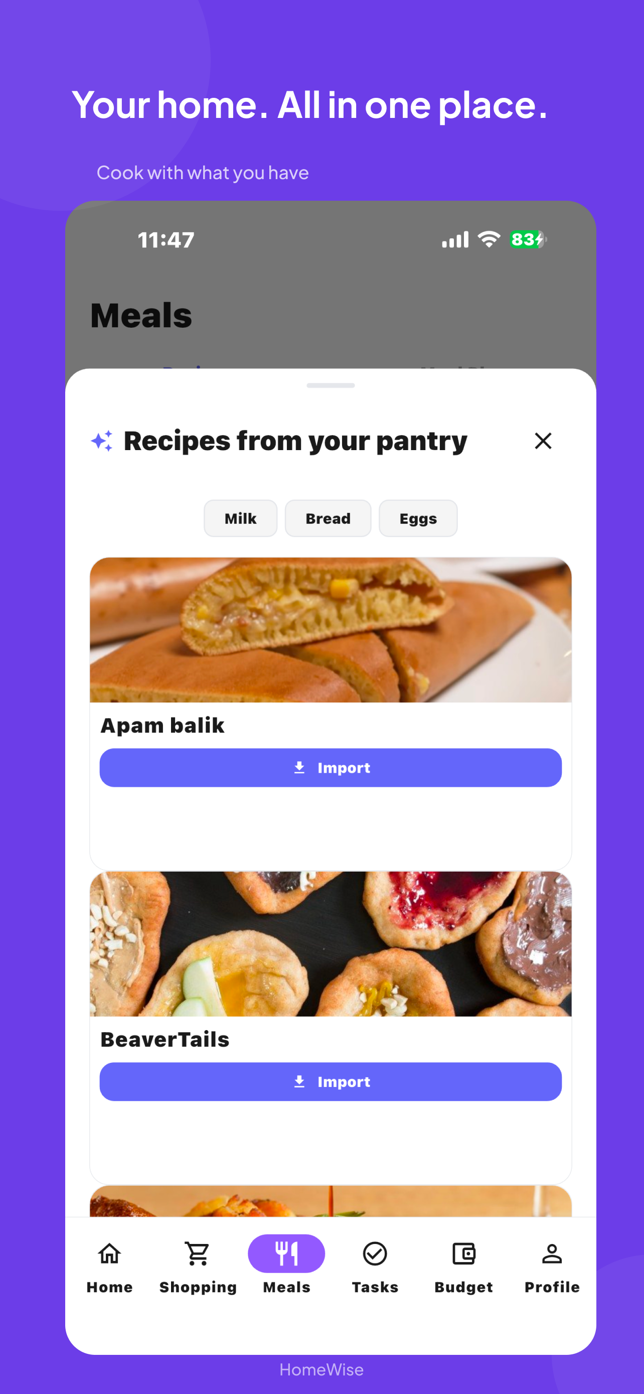 Meals from available items